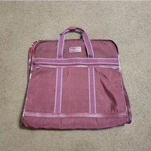 VTG Oscar De La Renta Travel Garment Bag Canvas Burgundy Carry On Luggage